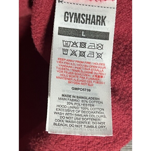 Gymshark Men’s Sz Large Maroon Hoodie Black Logo Sweatshirt Gym Training Work - Picture 5 of 12